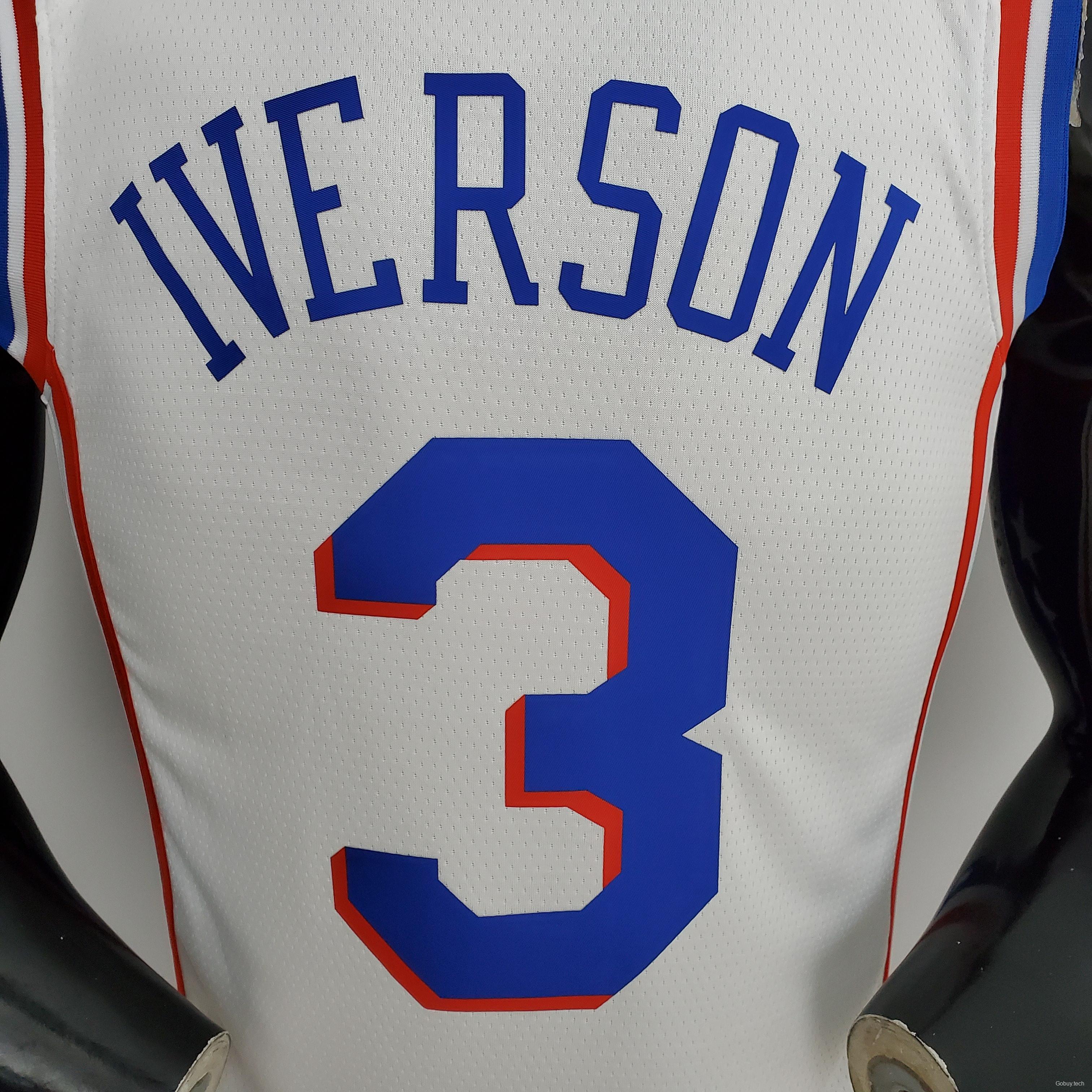 75th Anniversary Philadelphia 76ers IVERSON#3 White NBA Jersey