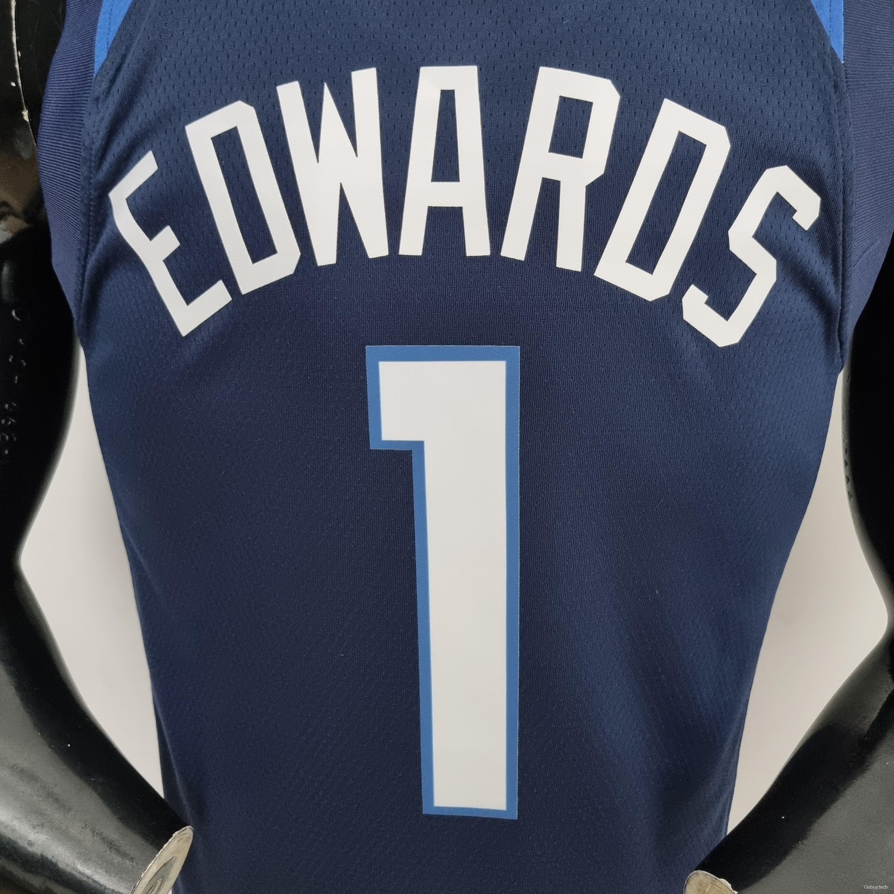 75th Anniversary Minnesota Timberwolves Edwards #1 Royal Blue NBA Jersey