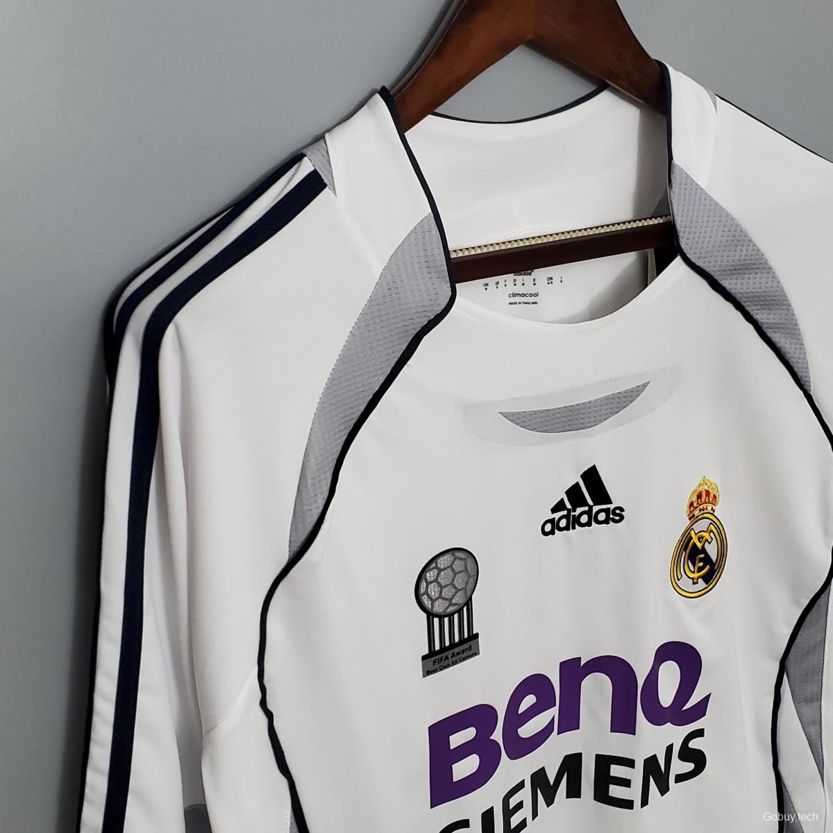 Retro Real Madrid Long sleeve 06/07 home Soccer Jersey