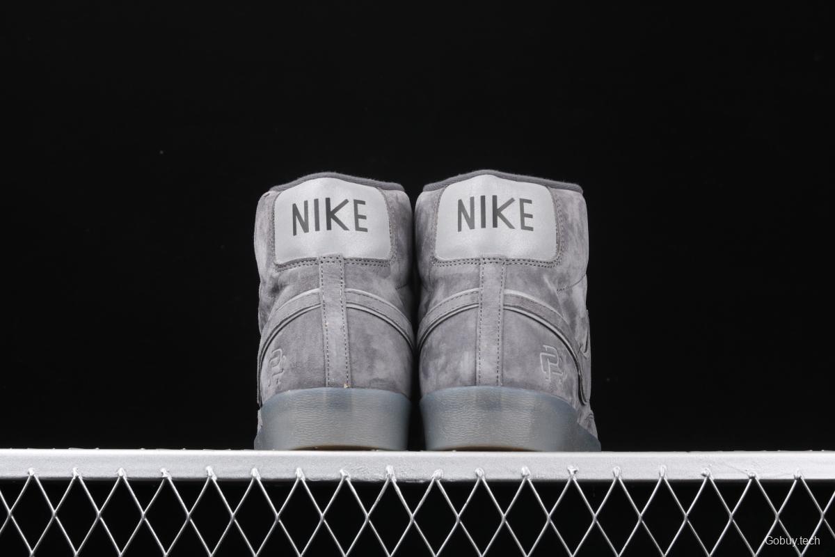 Reigning Champ x NIKE Blazer Mid Retro defending champion joint top suede 3M reflective high upper shoes 371761-900