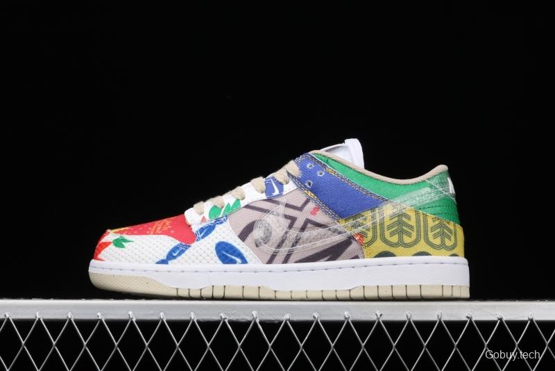 NIKE SB DUNK Low SP city supermarket jointly named color bazaar leisure skateboard shoes DA6125-900