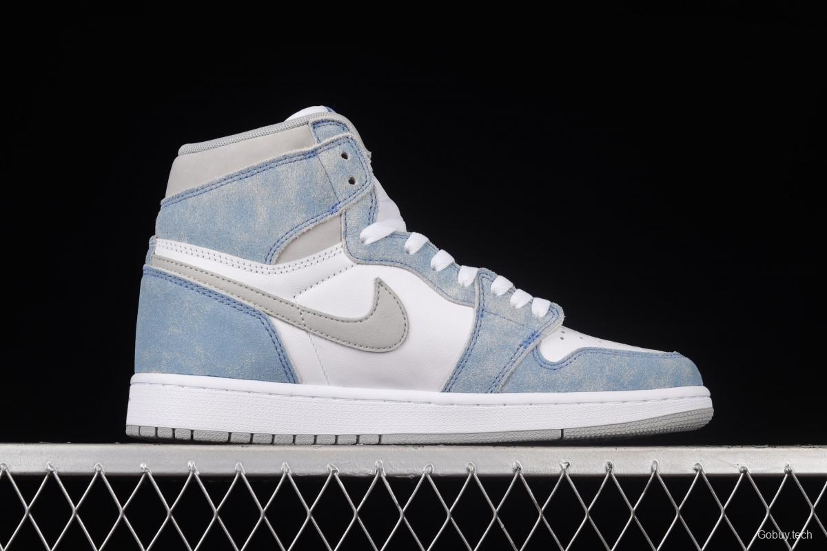 Air Jordan 1 Hyper Royal washed North Carolina high top basketball shoes 555088-402