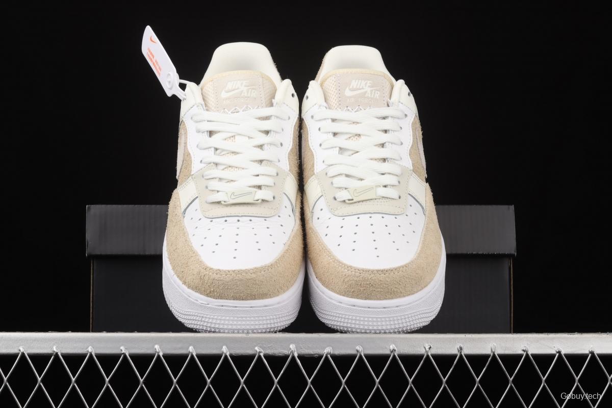 NIKE Air Force 11607 Beach Coconut Milk Leather Milk Tea splicing low-top leisure sports board shoes DD6618-100