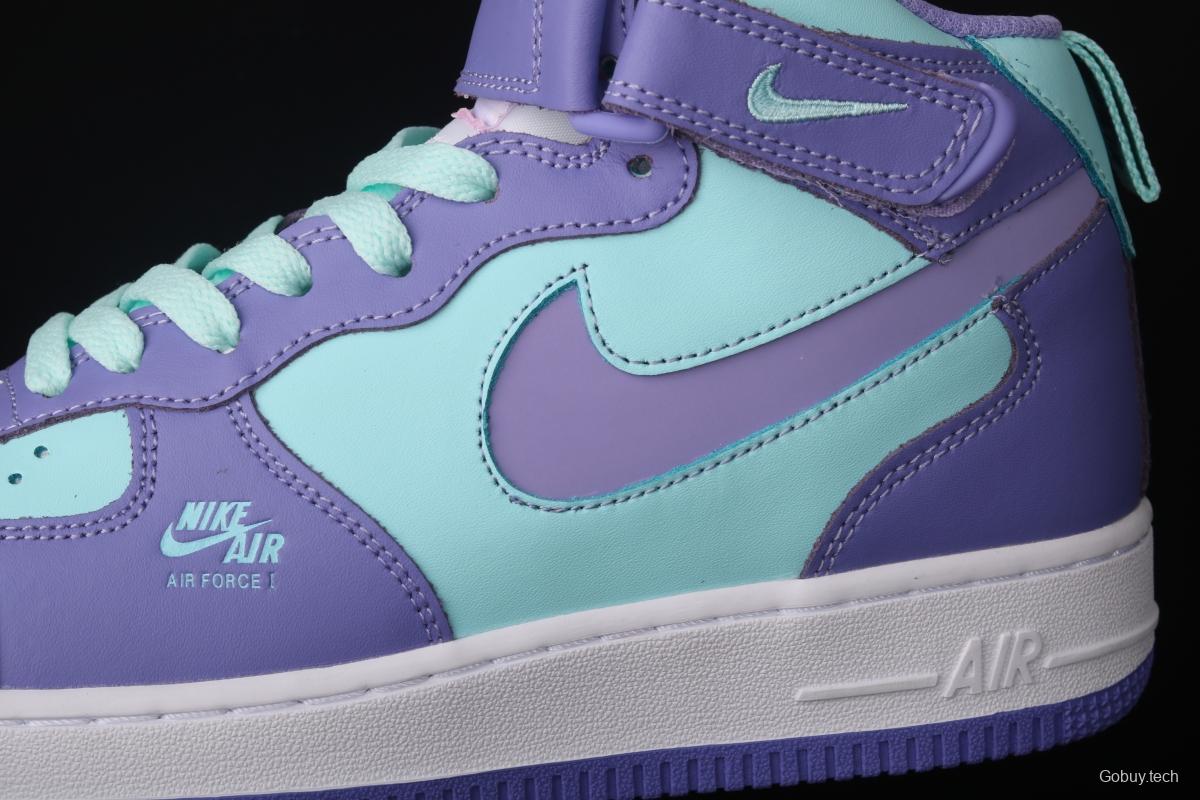 NIKE Air Force 1 Mid sells blue and purple color Zhongbang leisure board shoes CV3039-107overseas