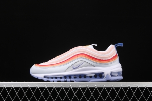 NIKE Air Max 97 overseas limited color matching purple-orange-red reflective bullet air cushion running shoes CW5588-001