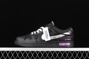 OFF-White x NIKE DUNK Low 04 of 50 OW all black casual sports skateboard shoes DM1602-001