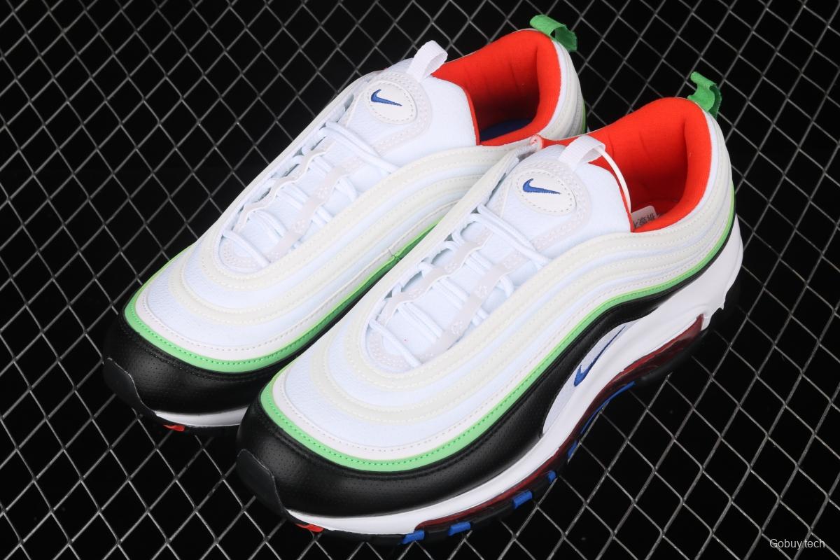 NIKE Air Max 97 black, white and green 3M reflective bullet air cushion running shoes 921522-105