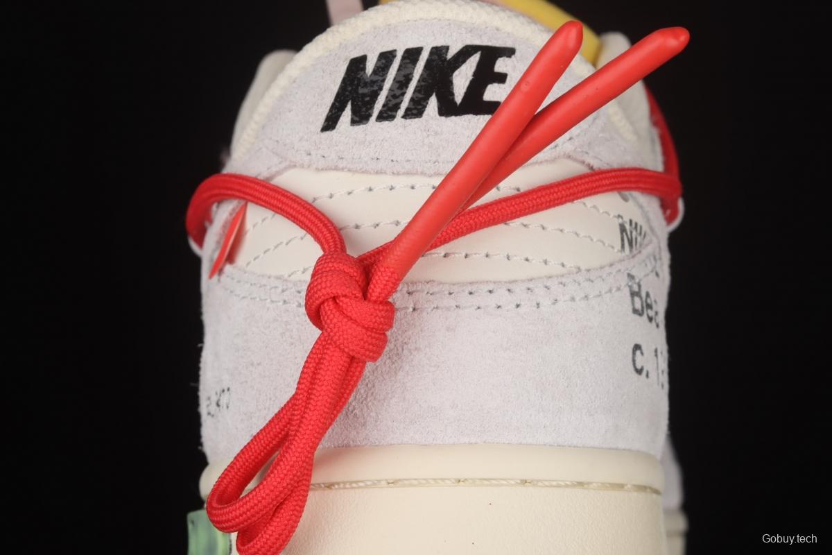 OFF-White x NIKE DUNK Low 12 of 50 OW suede SB buckle rebound fashion casual board shoes DJ0950-118