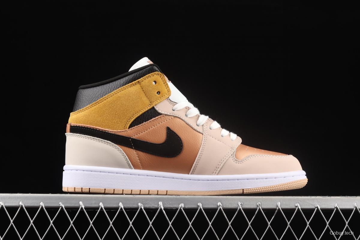 Air Jordan 1 Mid SE Particle Beige rock tea bronze Zhongbang basketball shoes DD2224-200