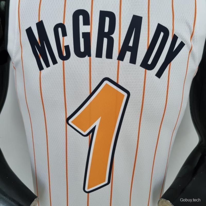 75th Anniversary Orlando Magic McGrady #1 White And Orange NBA Jersey