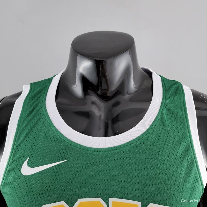 Boston Celtics Tatum #0 Green Gold NBA Jersey