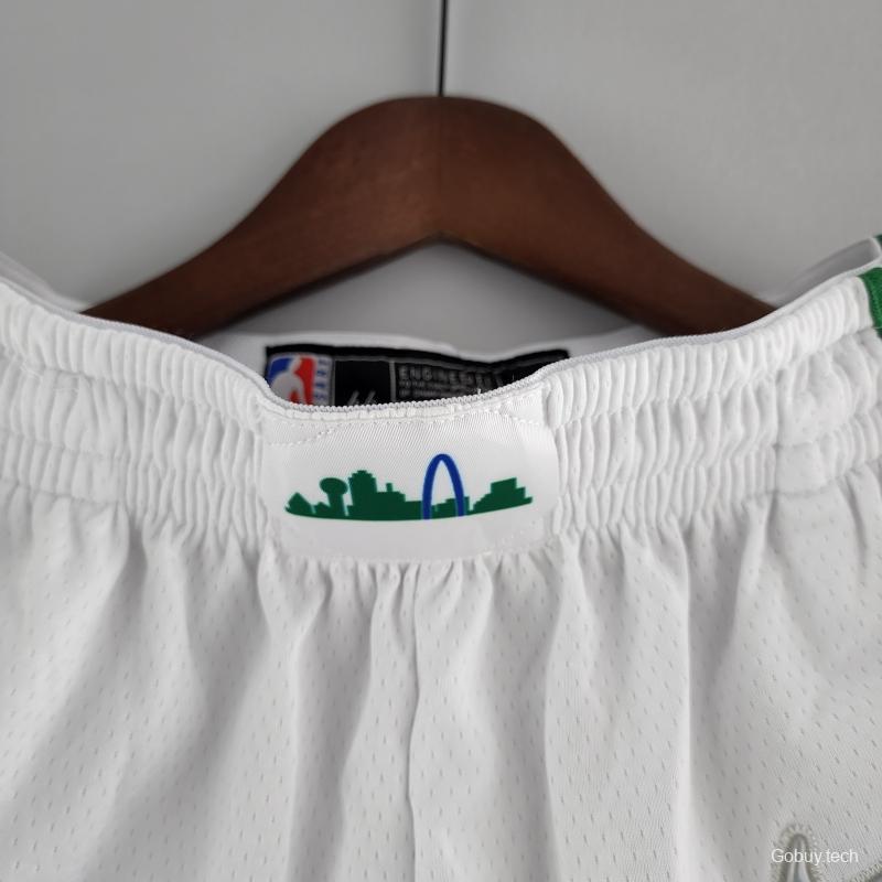 2022 Dallas Mavericks Urban Edition NBA Shorts White Green Trim