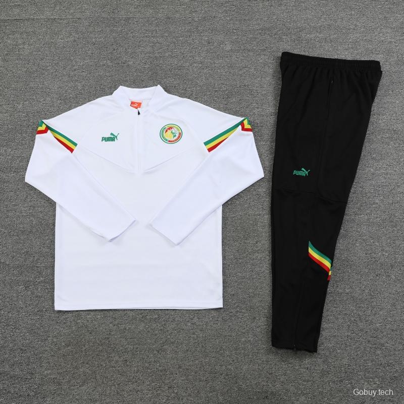 2022 Senegal White Half Zipper Tracksuit