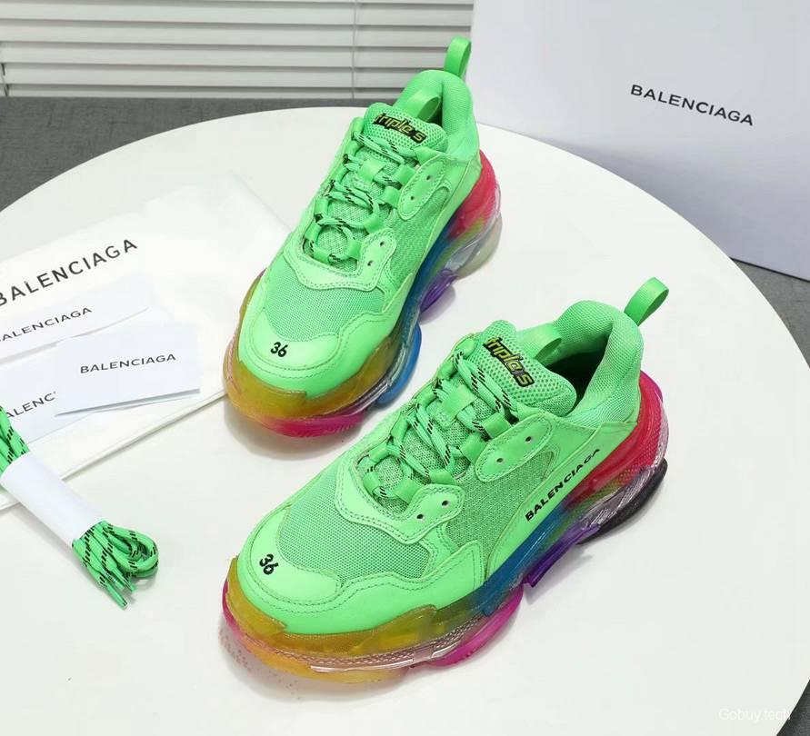 Men/Women Balenciaga Triple S MutiColor Clear Sole Green Sneaker Item 6380400