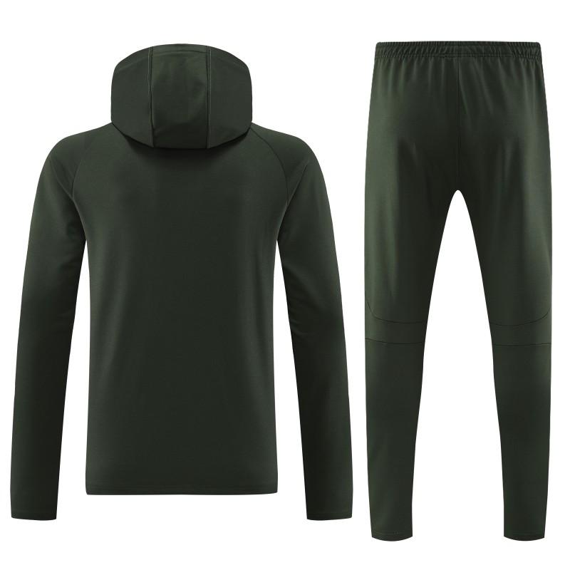 23/24 Barcelona Dark Green Hoodie Half Zipper Jacket+ Pants
