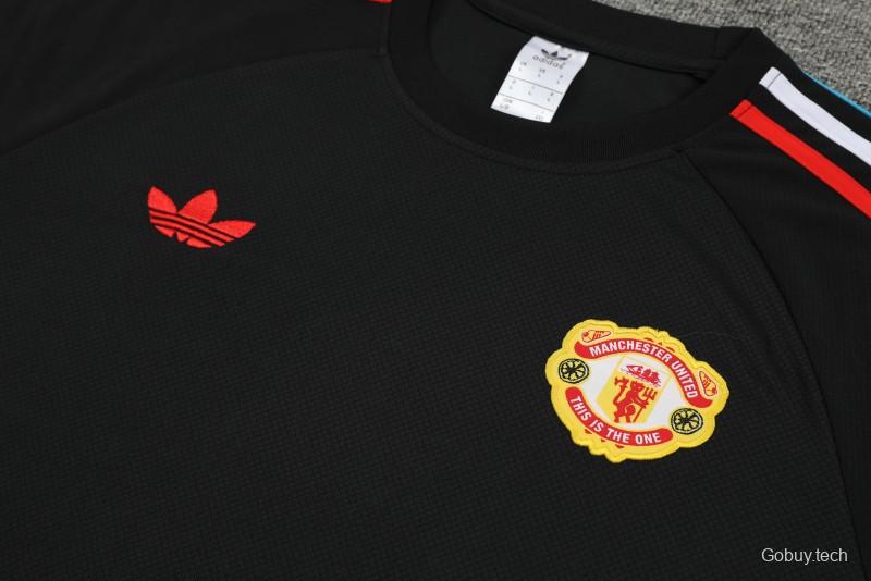 23/24 Manchester United Black Cotton Short Sleeve Jersey+Shorts