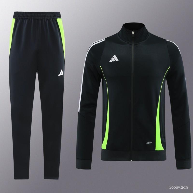 2024 Adidas Black/Green Full Zipper Jacket+Pants