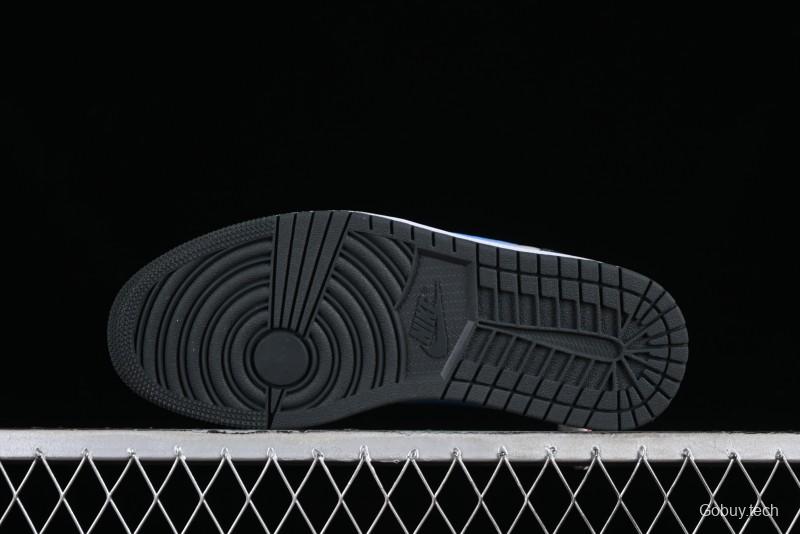 Nike Air Jordan 1 Low AJ1 Black Grey Blue Swoosh Low-Top Lifestyle Basketball Shoes - DC0774-040