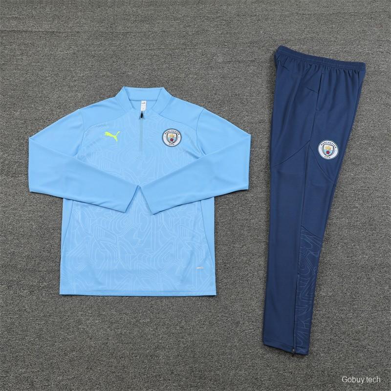 24/25 Manchester City Sky Blue Half Zipper Jacket+Long Pants