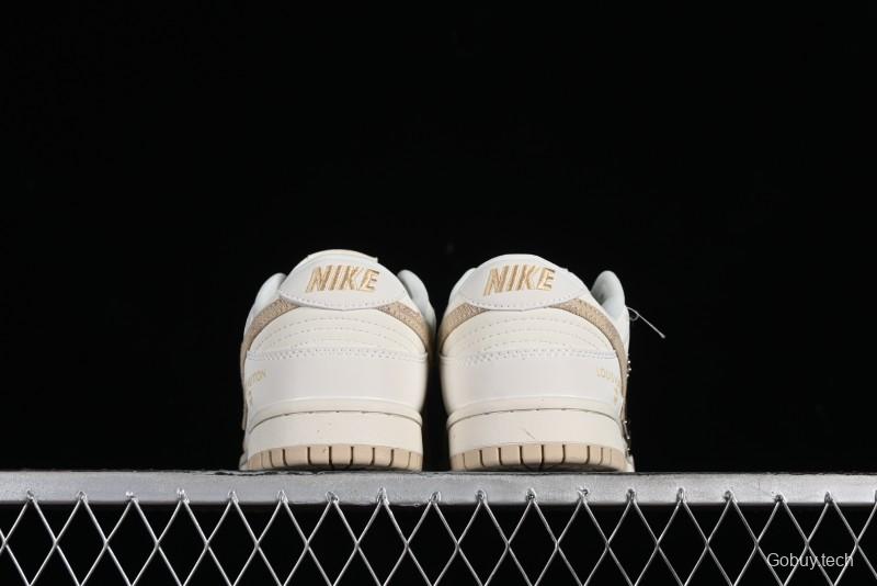 Nike SB Dunk Low LV Collaboration - Khaki Denim Anniversary High-End Custom Low-Top Casual Skate Shoes - XP3802-337