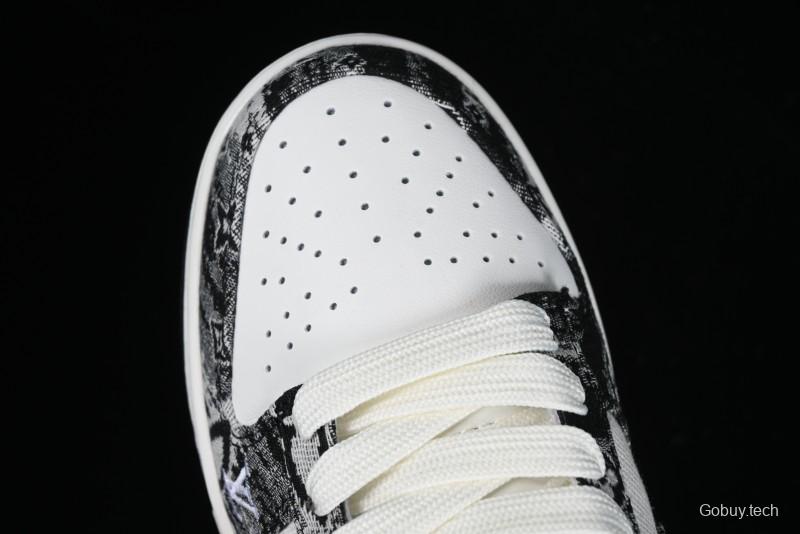 Nike SB Dunk Low LV Collaboration - Black Denim Anniversary High-End Custom Low-Top Casual Skate Shoes - XB3802-351