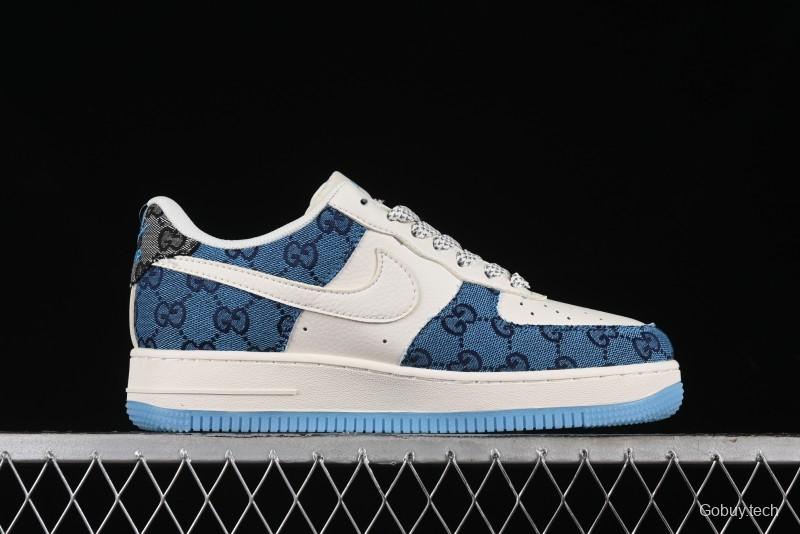 Nike Air Force 1 '07 Low Gucci Collaboration - Blue Floral Print Casual Sneakers - BB9577-101