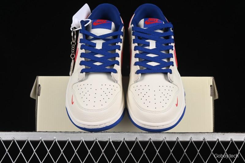Nike SB Dunk Low Championship Collaboration - Off-White Red Swoosh Anniversary Custom Low-Top Casual Skate Shoes - KK1688-021