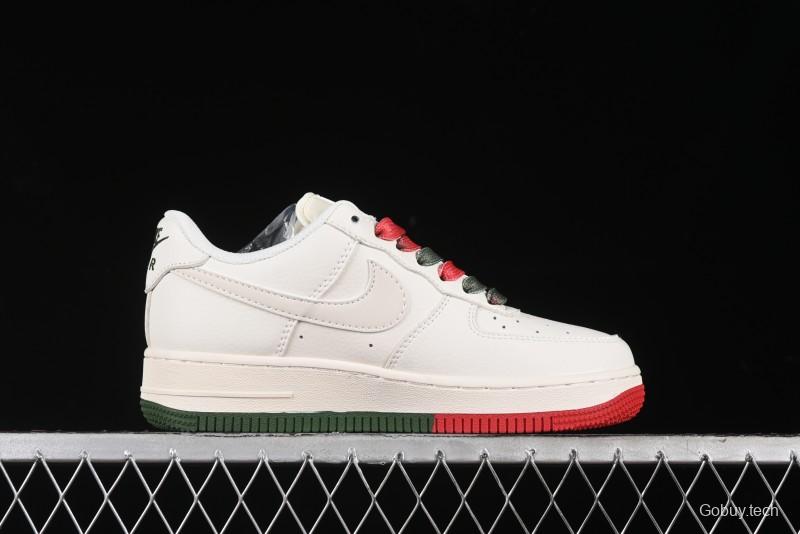 Nike Air Force 1 '07 Low Supreme Casual Sneakers in Beige Red Green - XZ6188-009