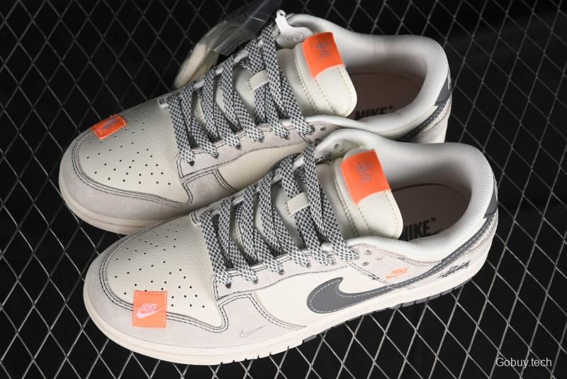 Nike SB Dunk Low Stussy Collaboration Patch Grey White Dark Grey Swoosh Anniversary Custom Low-Top Casual Skate Shoes - MM1089-024