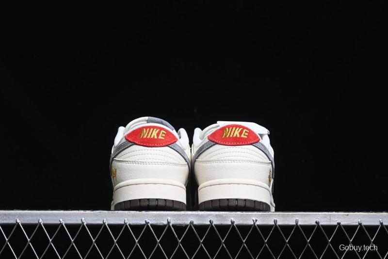 Nike SB Dunk Low Stussy Collaboration - Beige Grey Gold Embroidery Anniversary High-End Custom Low-Top Casual Skate Shoes - XS1086-001