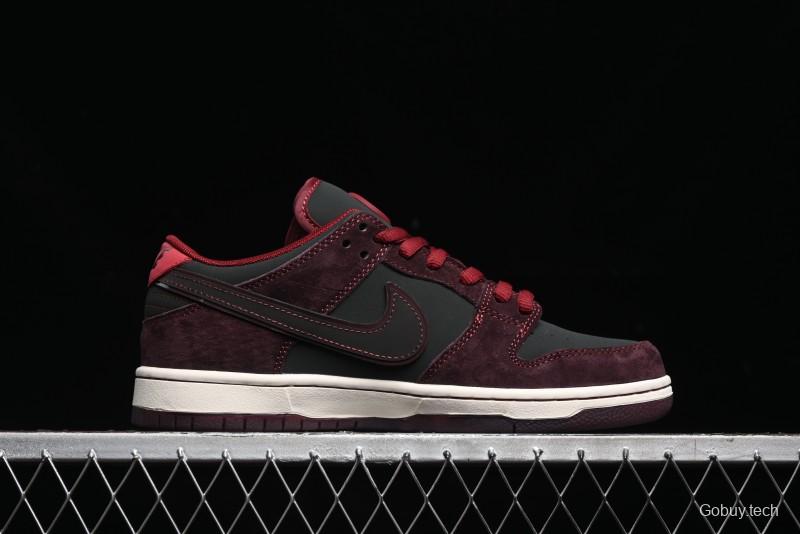 Nike SB Dunk Low Bordeaux Red Skate Shoes Collaboration with Riot Skateshop - FZ1289-200