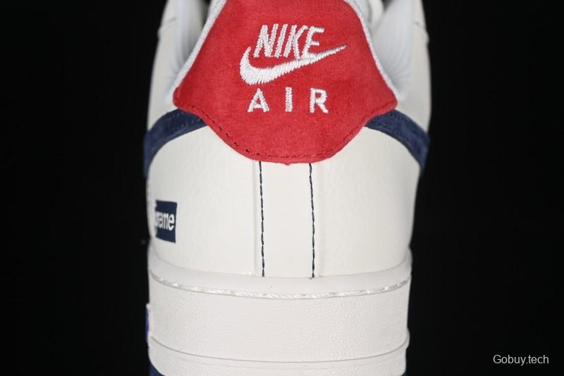 Nike Air Force 1 '07 Low Supreme Collaboration Sneakers with Red Tab and Blue Swoosh - BB7518-021