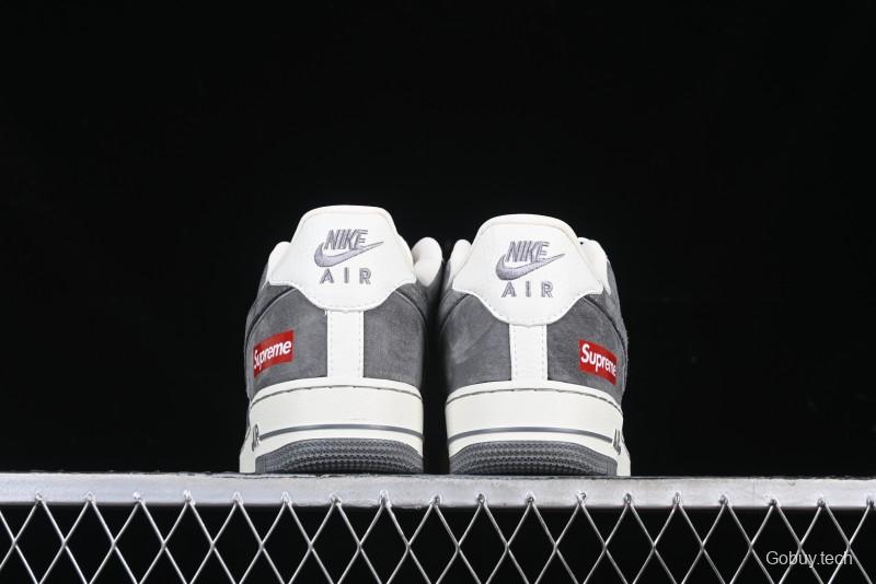 Nike Air Force 1 '07 Low Supreme Collaboration Grey Swoosh Red Tab Low-Top Casual Sneakers - CH6336-510