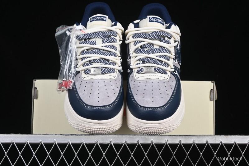 Nike Air Force 1 '07 Low Supreme Collaboration Beige Blue Low-Top Casual Sneakers - DM6688-018