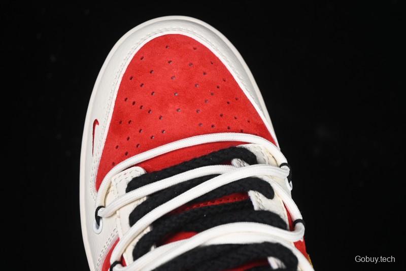 Nike SB Dunk Low Year of the Snake Series Beige Red Yellow Swoosh Anniversary Custom Low-Top Casual Skate Shoes - YX5066-265