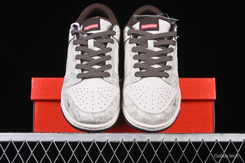 Nike SB Dunk Low Supreme Year of the Snake Limited Edition Grey Python Print Anniversary Custom Low-Top Casual Sneakers - XS1086-018