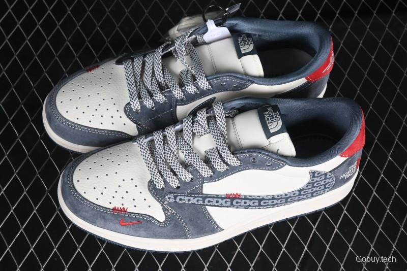 Nike Travis Scott x Fragment Design x Air Jordan 1 Low OG SP AJ1 CDG White Grey Low Top Casual Sneakers - DM9288-005