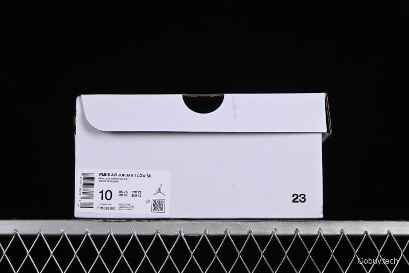 Nike Air Jordan 1 Low "Metallic Silver" Casual Sneakers with Metallic Finish - FN5030-001