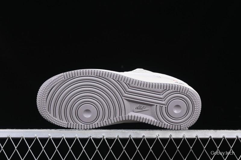 Nike Air Force 1 '07 Low Supreme Collaboration Beige Grey with Red Swoosh Casual Sneakers - BB7518-011