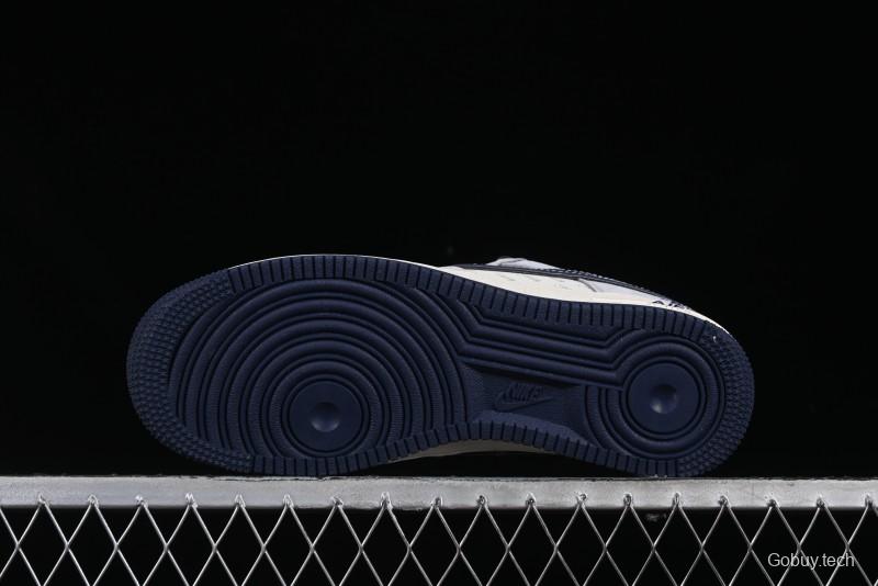 Nike Air Force 1 '07 Low Stussy Collaboration Grey Blue Swoosh Casual Sneakers - XZ3318-088