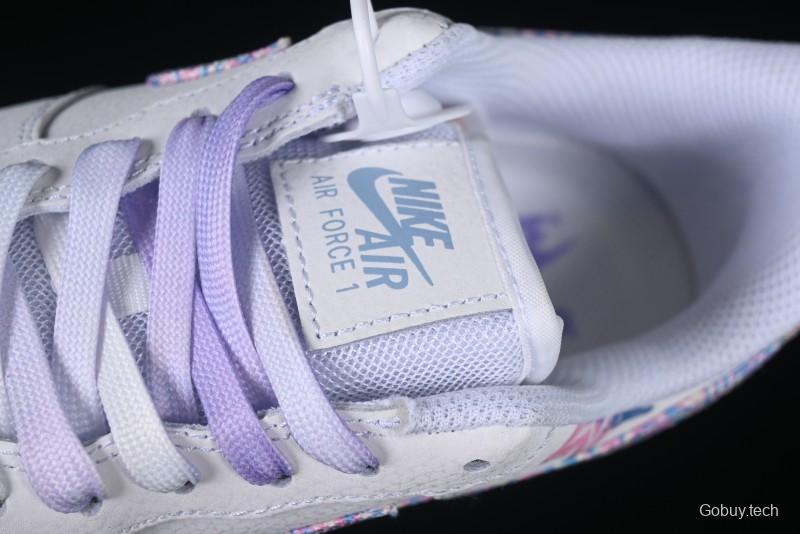 Nike Air Force 1 '07 Low Double Hearts Casual Sneakers with Hand-Drawn Anime Doodle and Pink Blue Hearts - CZ0377-002