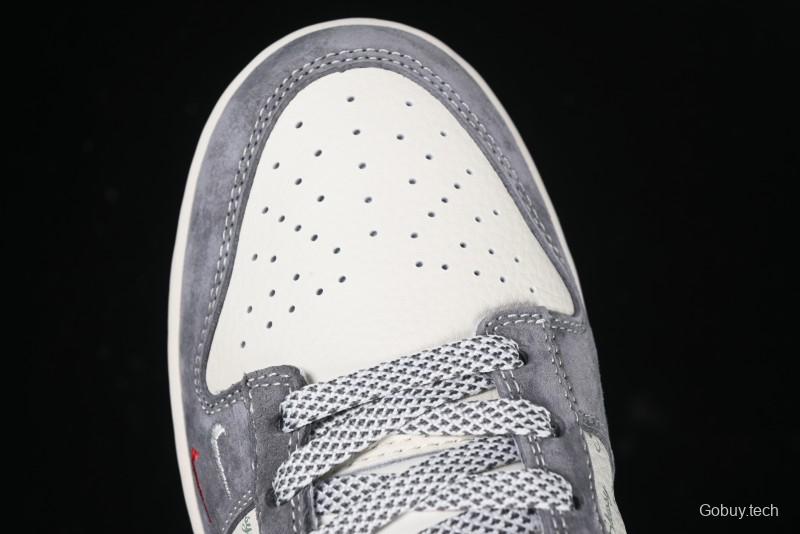 Nike SB Dunk Low Stussy Anniversary Edition Patchwork Grey Swoosh Customized Casual Skate Shoes - YX5066-221