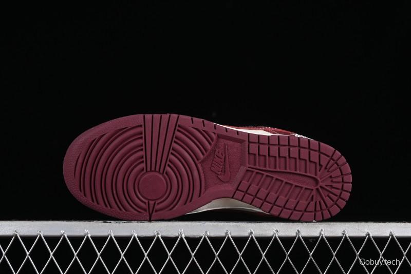 Nike SB Dunk Low Stussy Collaboration - Burgundy Starry Sky Anniversary High-End Custom Low-Top Casual Skate Shoes - BB9898-001