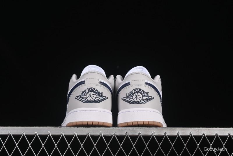Nike Air Jordan 1 Low AJ1 Casual Sneakers with Blue Swoosh - 553558-146