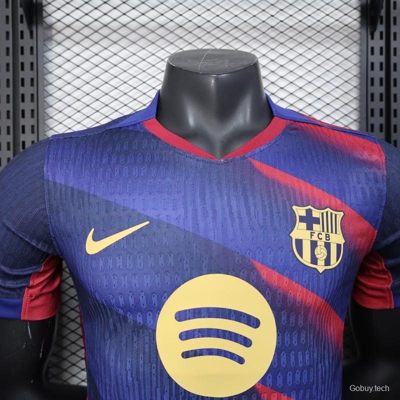 Player Version 25/26 FC Barcelona Blue with Red Diagonal Stripes Jersey