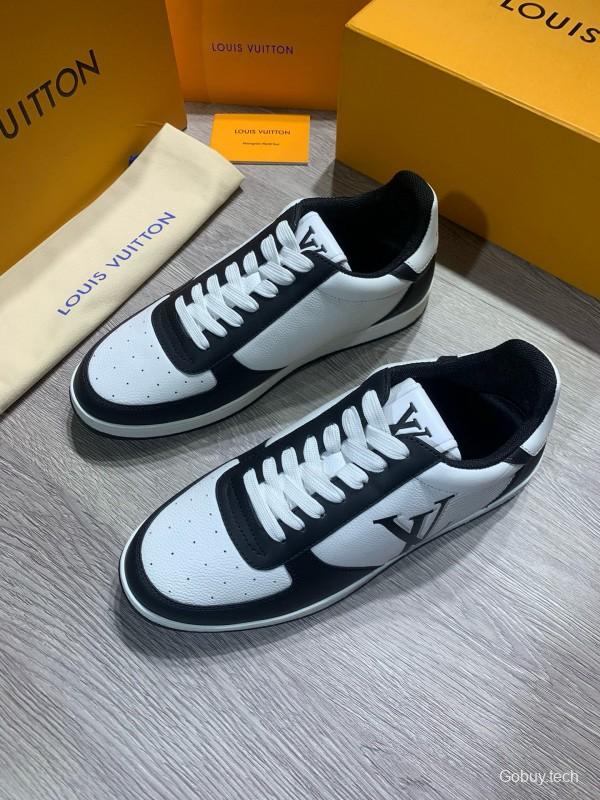2024 Unisex Louis Vuitton Black White Nappa Calf Leather Sneaker High Frequency Logo MJ00380