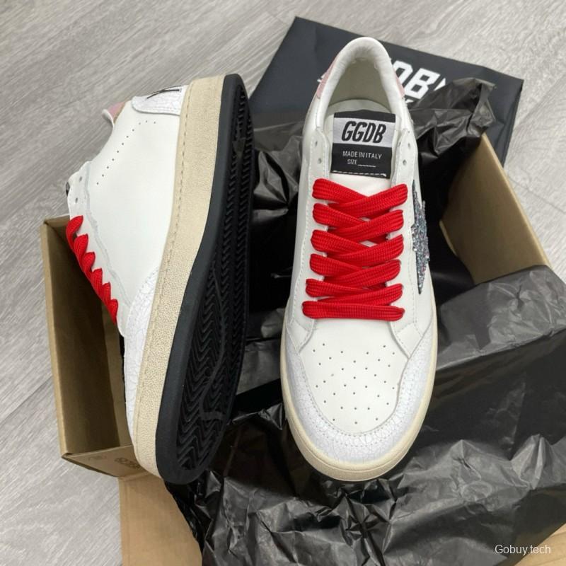 2024 Unisex GGDB White Red Leather Low-Top Sneakers MJ00260