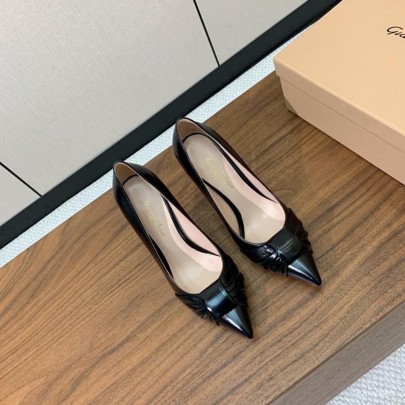 2025 Women Gianvito Rossi Black Leather High Heel KFY00300