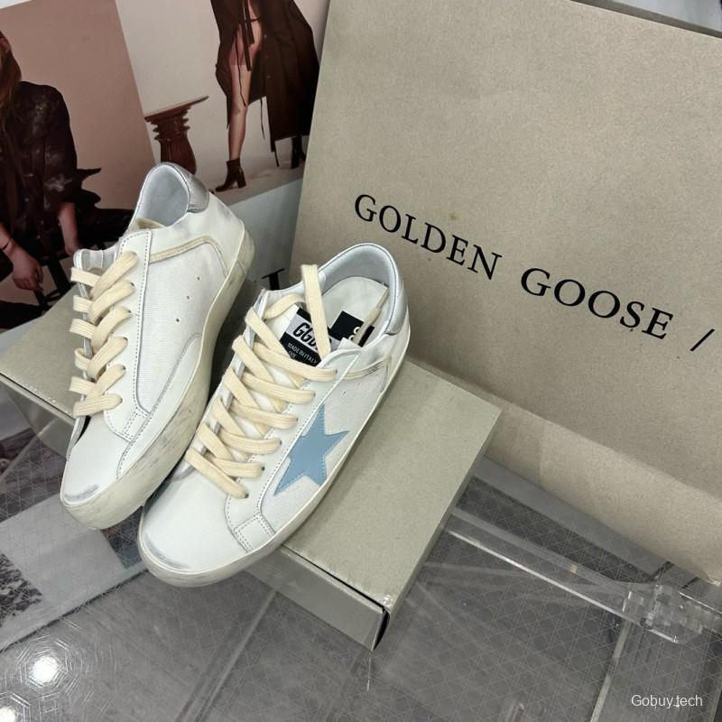2025 Women GGDB White Light Blue Leather Suede Sneakers