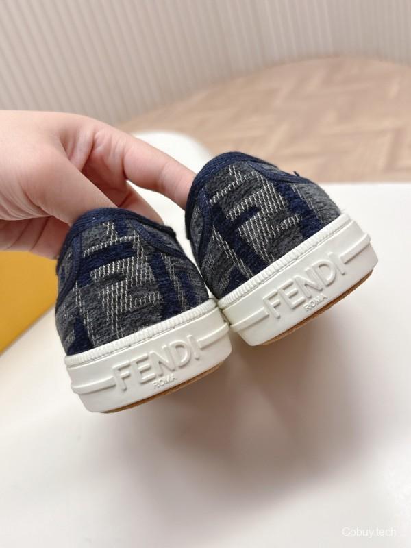 2025 Women Fendi Navy Blue Black Canvas Sneakers LY00280